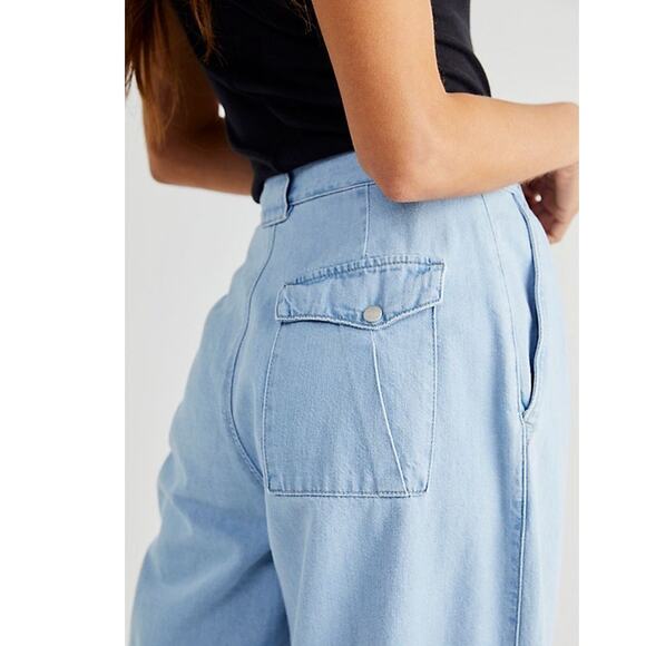 New Free People x Closed Ivo Jeans $345 SIZE 32 Light Blue Straight Wide-Leg - Picture 2 of 6